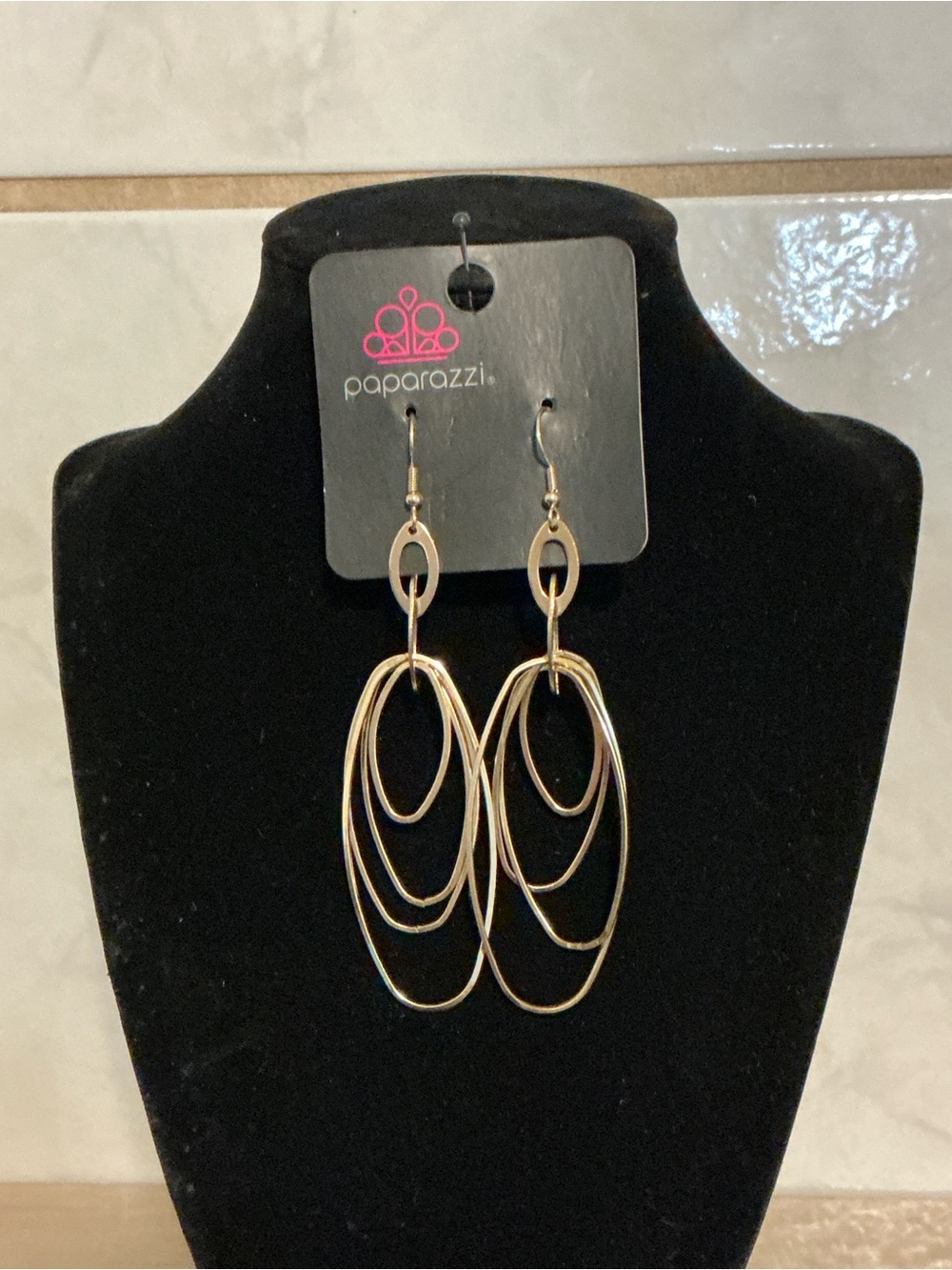 Paparazzi Gold Layered Oval Hoop Dangle Earrings